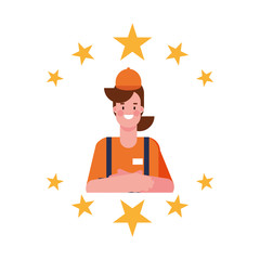 flat design people happy labor day