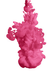 Obraz premium Splash of pink ink on white background
