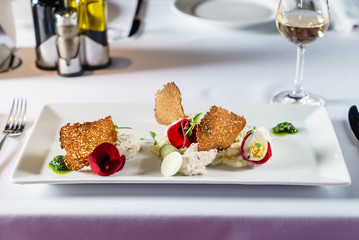 gourmet salad in the restaurant