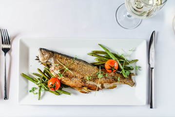 roasted trout with green beans