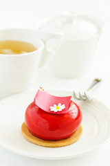 Modern mousse cake. Dessert French cuisine.