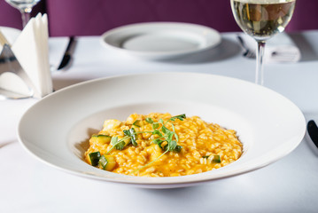 pumpkin risotto in the restaurant