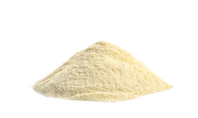 Fototapeta na wymiar Pile of protein powder isolated on white