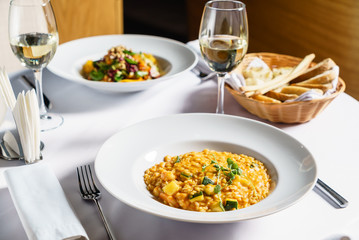 pumpkin risotto in the restaurant