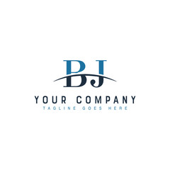 Initial letter BJ, overlapping movement swoosh horizon logo company design inspiration in blue and gray color vector