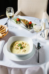 fish soup in the restaurant