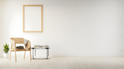 Interior poster mock up living room with colorful white sofa . 3D rendering.