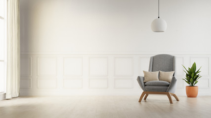 Interior poster mock up living room with colorful white sofa . 3D rendering.