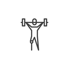 Disabled man with a barbell line icon. linear style sign for mobile concept and web design. Accessibility outline vector icon. Symbol, logo illustration. Vector graphics