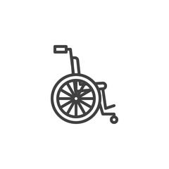 Wheelchair for disabled line icon. linear style sign for mobile concept and web design. Wheelchair outline vector icon. Symbol, logo illustration. Vector graphics