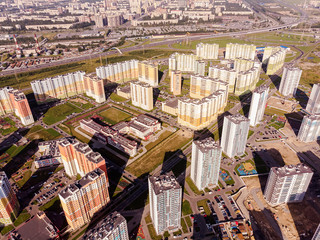 New residential area on the outskirts of St. Petersburg. Panorama from the high.