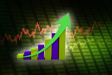 3d rendering Stock market online business concept. business Graph 