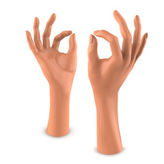 Fototapeta premium Beige mannequin female hand. Vector 3D illustration isolated on a white background