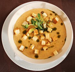 Tasty soup from grinded fresh the vegetable