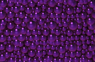 Naklejka na ściany i meble High quality purple color seamless realistic bubbles texture with the effect of depth of field. 3d illustration
