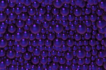 High quality violet color seamless realistic bubbles texture with the effect of depth of field. 3d illustration