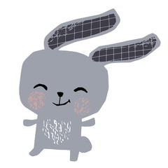 Bunny baby dance cute print. Sweet rabbit listen to music. Disco retro party.