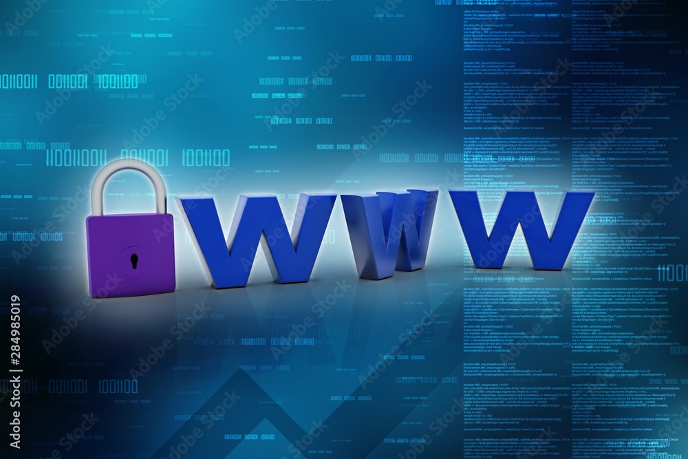 Poster 3d rendering padlock with www