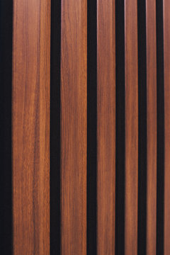 Brown vertical wooden background. Wood wall vertical line. Empty wooden board background.