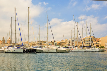 Fototapeta premium Yachts lying at Marsamxett Valletta, Malta.