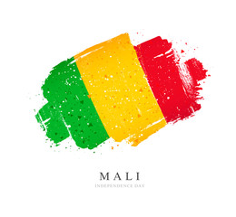 Flag of Mali. Vector illustration on a white background. - obrazy, fototapety, plakaty