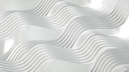 Elegant smooth wave lines background. 3d illustration, 3d rendering.