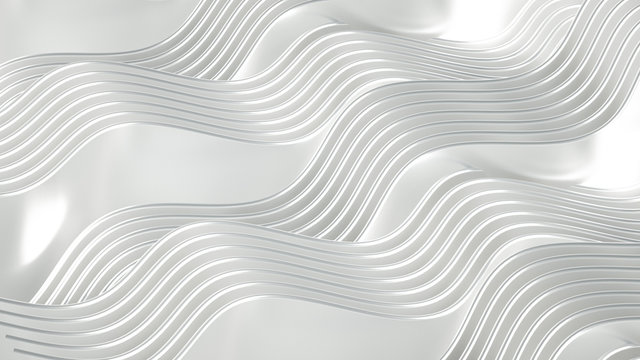 Elegant smooth wave lines background. 3d illustration, 3d rendering. © Pierell