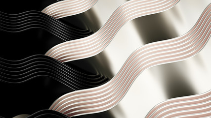 Elegant smooth wave lines background. 3d illustration, 3d rendering.