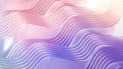 Elegant smooth wave lines background. 3d illustration, 3d rendering.