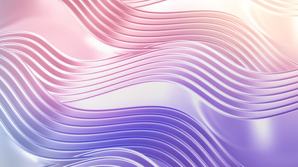 Elegant smooth wave lines background. 3d illustration, 3d rendering.