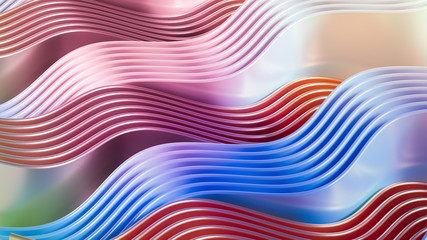 Elegant smooth wave lines background. 3d illustration, 3d rendering.