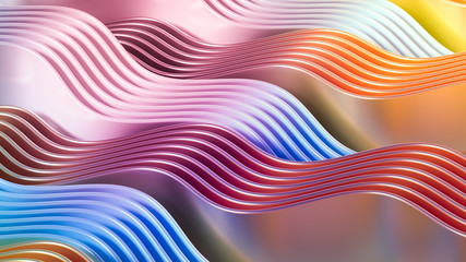 Elegant smooth wave lines background. 3d illustration, 3d rendering.