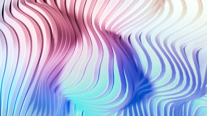 Elegant smooth wave lines background. 3d illustration, 3d rendering.