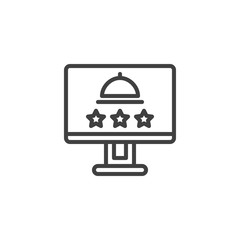 Online food order rating line icon. linear style sign for mobile concept and web design. Food delivery service rate outline vector icon. Symbol, logo illustration. Vector graphics