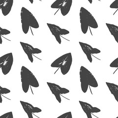 Abstract simple floral monstera seamless pattern with trendy hand drawn textures in black and white colors. Modern abstract design for paper, cover, fabric, interior decor and other users