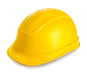 yellow safety helmet isolated on white background