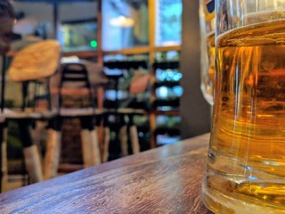 glass of beer on bar