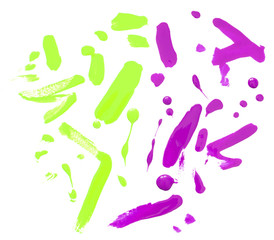 Nail Polish splatter on white background. The concept of fashion and beauty industry. - Image
