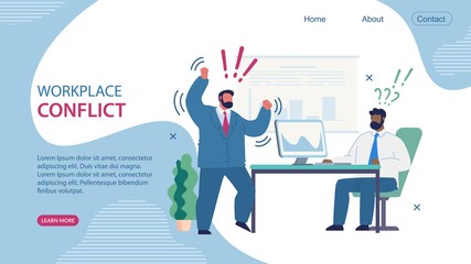 Poster Inscription Workplace Conflict Cartoon. 