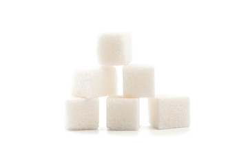 .Sugar cubes on white background isolated - Image