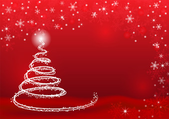 Christmas and happy new year red vector background with red snowball