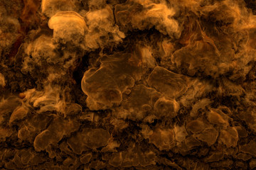 Flames from everywhere - fire 3D illustration of melting explosion dark clouds and smoke