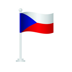 Czech    flag. National flag of Czech   on pole vector 