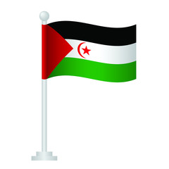 Sahrawi Arab Democratic Republic flag. National flag of Chad   on pole vector 