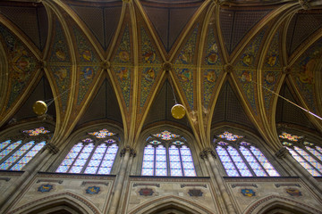 Fototapeta na wymiar Interior of Votive Church (Votivkirche) is a neo-Gothic church in Vienna, Austria