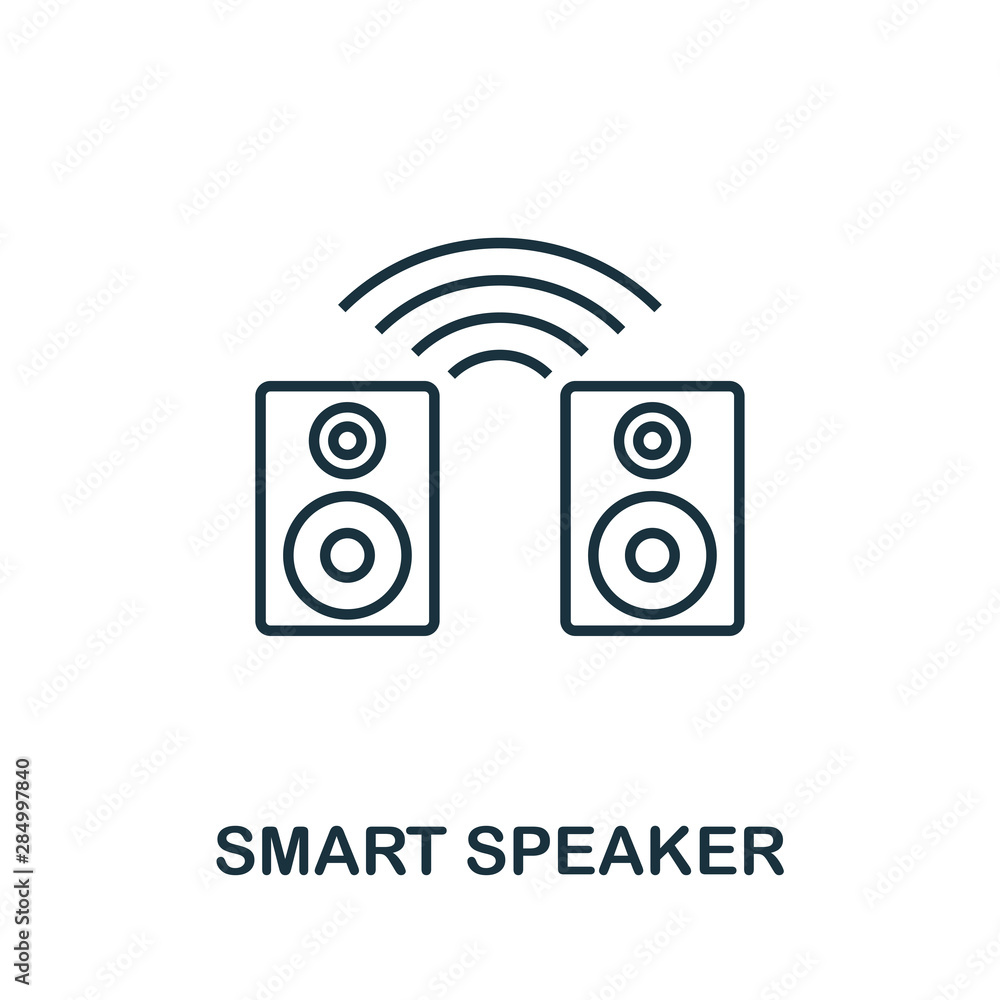 Poster smart speaker outline icon. creative design from smart devices icon collection. premium smart speake
