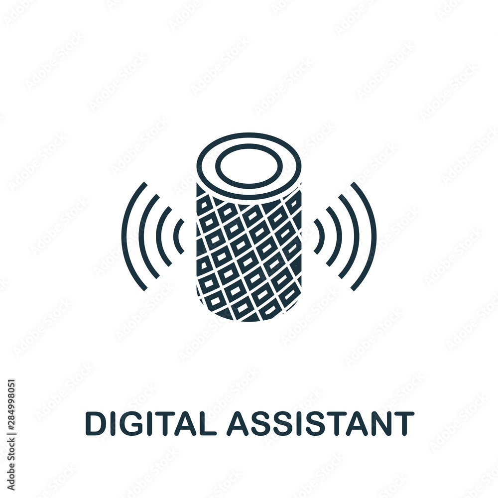 Poster digital assistant outline icon. creative design from smart devices icon collection. premium digital 
