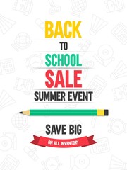 Back to school sale poster template vector