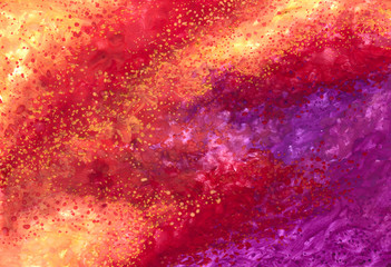 Purple red orange yellow grunge in watercolor