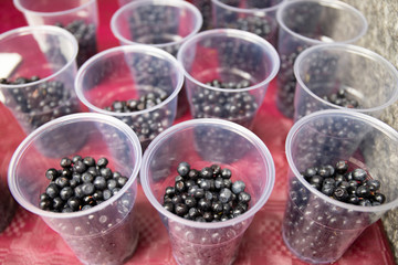 Bowls of fresh blueberries